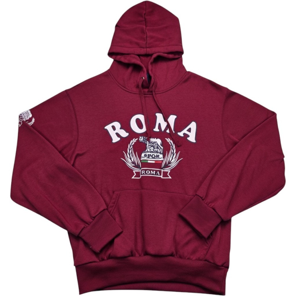 Roma Italy SPQR Graphic Hoodie Maroon Burgundy Pullover Sweatshirt Mens Medium